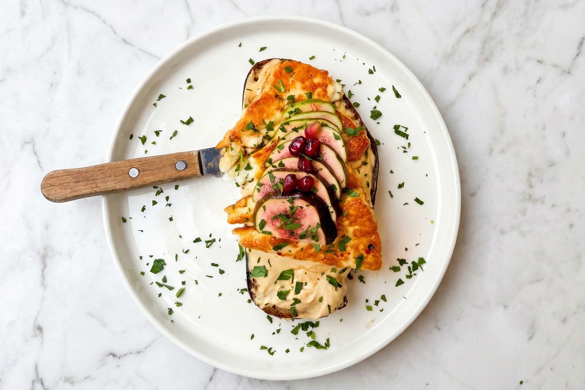 Hummus Halloumi Stulle mit gebratenem Halloumi und Feige — Café Miro